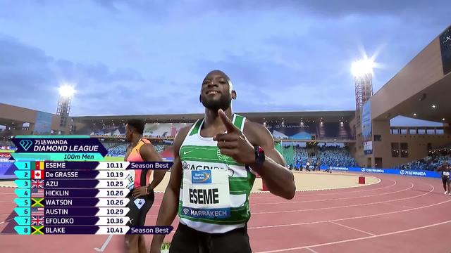 Marrakech (MAR), 100m masculin: Emmanuel Eseme (CMR) plus rapide que Andre De Grasse (CAN)
