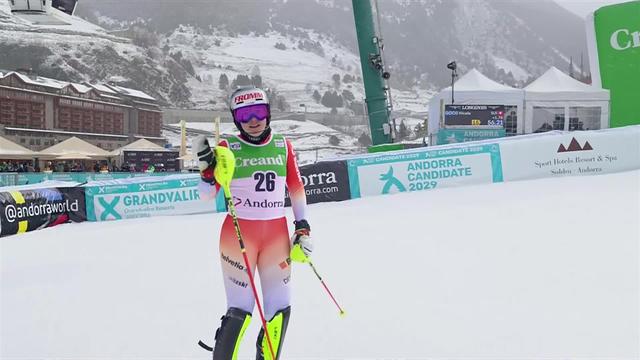 Soldeu (AND), slalom dames, 1re manche: solide passage de la Suissesse Nicole Good