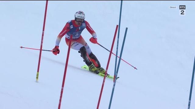 Kitzbühel (AUT), slalom messieurs, 2e manche: Daniel Yule (SUI) termine 3e et signe le premier podium suisse de la saison en slalom