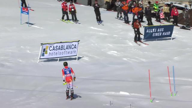 Saalbach (AUT), slalom messieurs finales, 1re manche: élimination du Champion du monde de slalom junior Lenz Haechler (SUI)