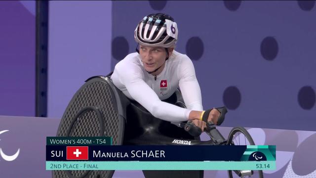 Paralympiques, athlétisme, finale 400m T54 dames: Manuela Schaer (SUI) en argent !