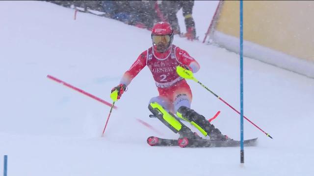 Val d'Isère (FRA), slalom messieurs, 1re manche: L. Meillard (SUI) termine 6ème au terme de la 1re manche