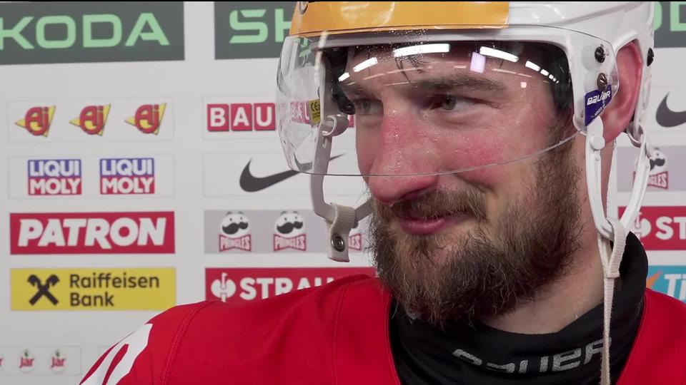 1-4, Suisse - Allemagne (3-1): Tristan Scherwey (SUI) à l'interview au terme de la rencontre