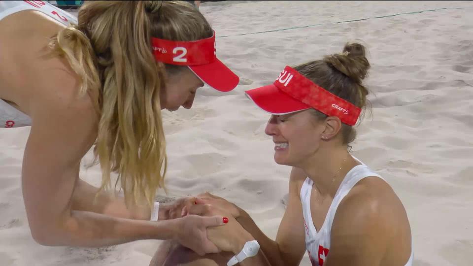 1-4 de finale dames, Hughes-Cheng (USA) - Hüberli-Brunner (SUI) (18-21,19-21): la paire suisse décroche sa qualification pour les demi-finales en 2 sets