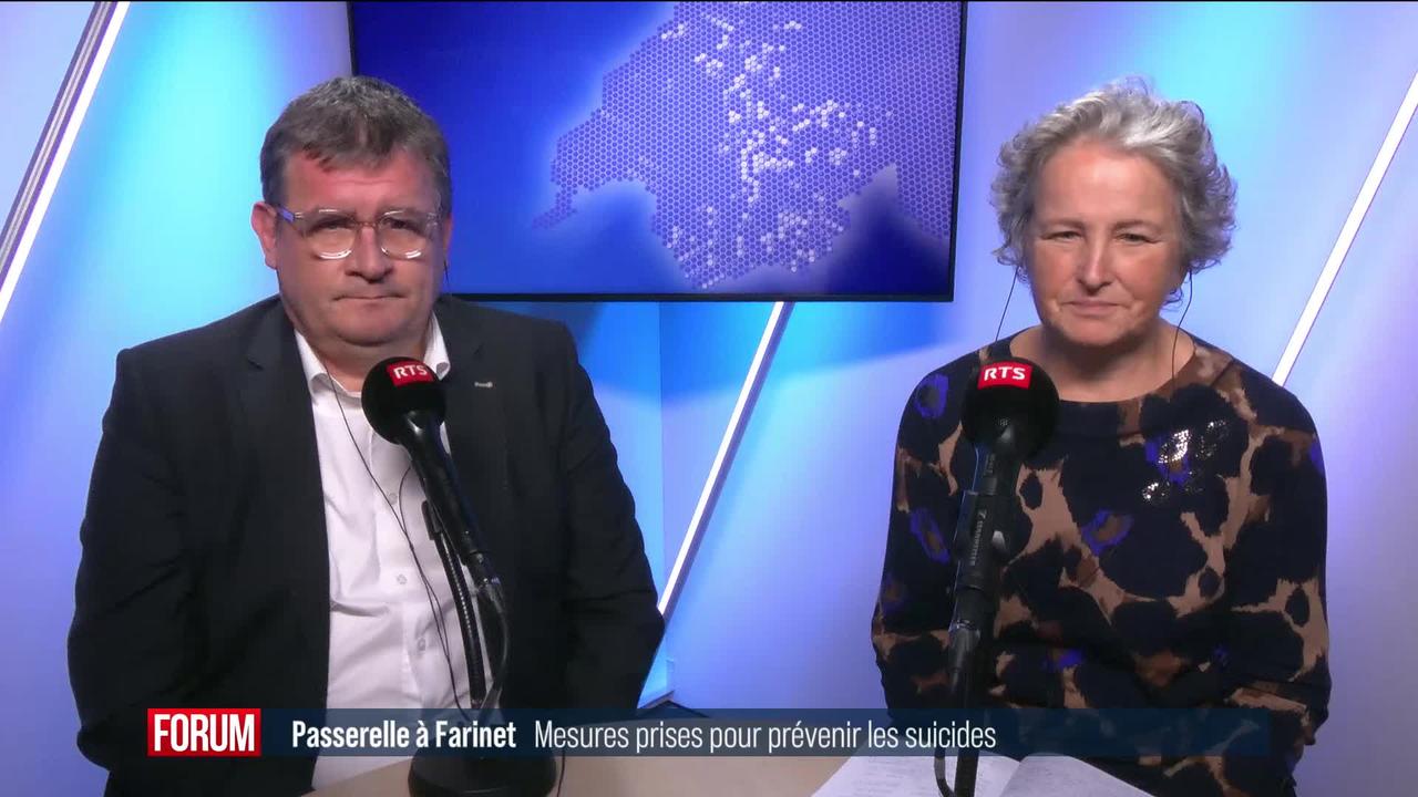 Mesures anti-suicide sur la passerelle de Farinet dans la commune de Saillon (VS): interview de Charles-Henri Thurre et Teresa Stoffel (vidéo)