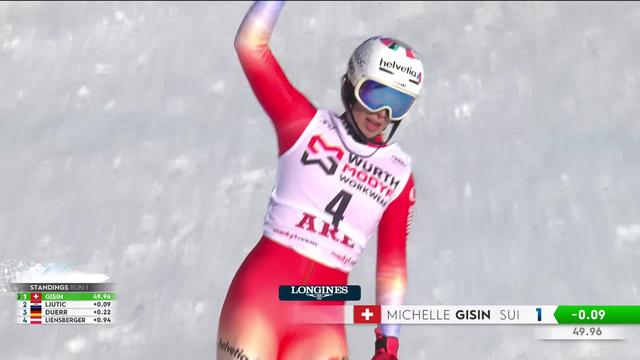 Are (SWE), slalom dames, 1re manche: Michelle Gisin (SUI) termine 2e