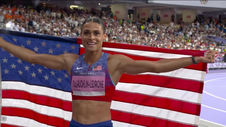 400m haies, finale dames: Sydney McLaughlin (USA) garde son titre et établit un nouveau record du monde (50.37), Anna Cockrell (USA) 2e et Femke Bol (NED) 3e