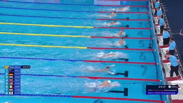 Doha (QAT), 100m brasse messieurs: NIc Fink (USA) décroche l'or mondial