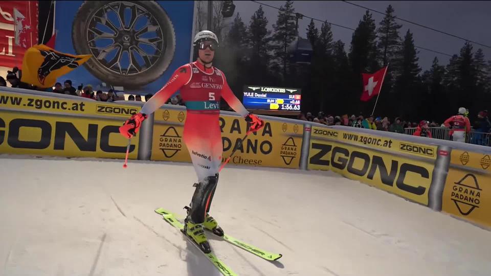 Levi (FIN), slalom messieurs, 2e manche: Daniel Yule (SUI) en retrait