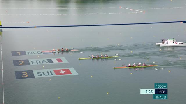 Quatre de pointe sans barreur, finale B: 3e de la deuxième finale, la Suisse termine au 9e rang