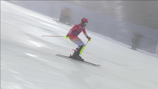 Levi (FIN), slalom messieurs, 1re manche: Loïc Meillard (SUI) impressionne dans le mur et se place en vue de la deuxième manche