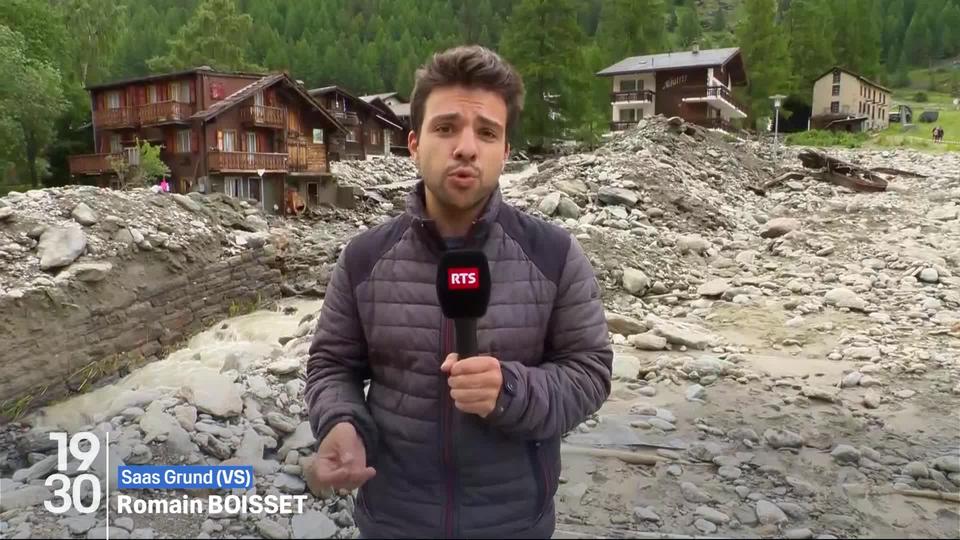 Le journaliste Romain Boisset revient sur l'intense émotion qui règne à Saas Grund (VS), où un homme est décédé lors des inondations