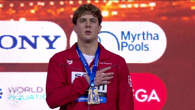 Vainqueur du 50m papillon, le tessinois Noé Ponti a offert à la Suisse son 1er titre mondial de natation