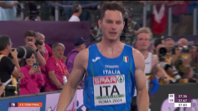 Rome (ITA), 4x100m, finale messieurs: 5e rang européens pour les Suisses et la médaille d'or pour les Italiens
