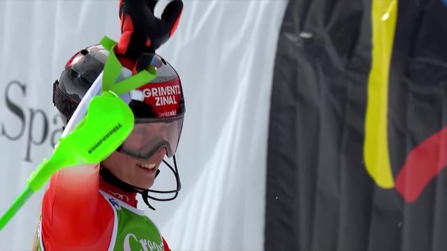 Soldeu (AND), slalom dames, 2e manche:  Camille Rast (SUI) réalise un très bon 2e tracé