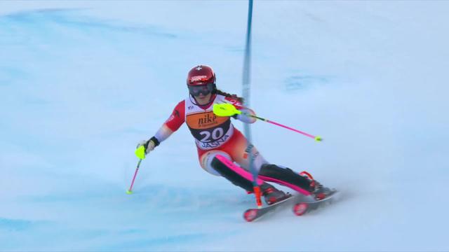 Jasna (SVK), slalom dames, 1re manche: Mélanie Meillard (SUI) dans le coup avant la deuxième manche