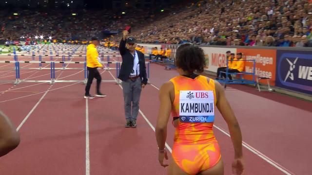 Zurich (SUI), 100m haies dames: faux départ de Ditaji Kambundji