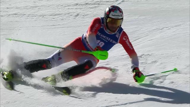 Saalbach (AUT), slalom messieurs finales, 1re manche: la course de Luca Aerni (SUI) 18e