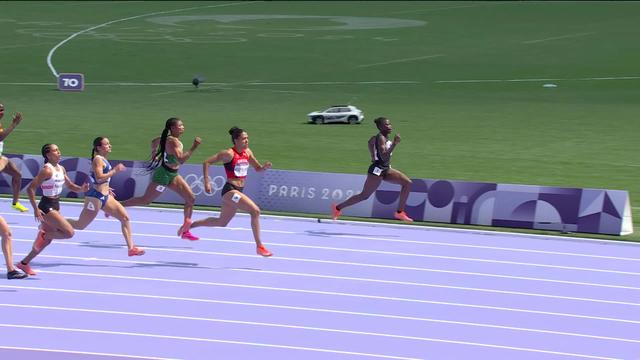 100m (Dames), 1er tour: M. Kambundji (SUI) se qualifie pour les demies, G. Frey(SUI) et S. Kora (SUI) terminent hors des 3 premiers et manquent les phases finales