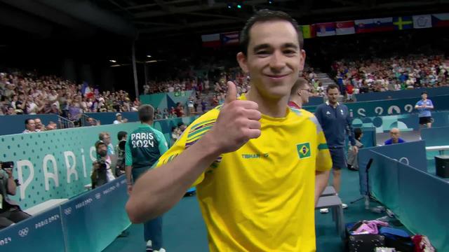 1-8, Alexis Lebrun (FRA) - Hugo Calderano (BRA): le Brésilien vient à bout du Français en 5 jeux (1-4)