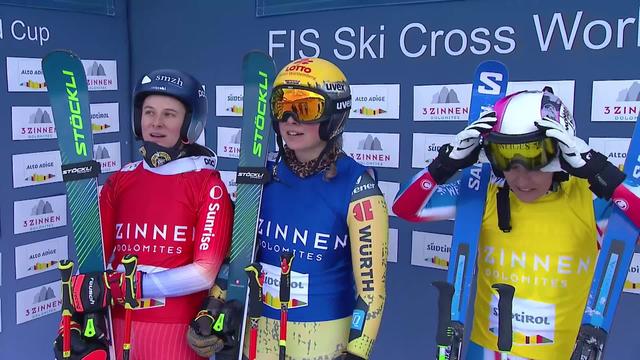 Innichen (ITA), finale dames: Gantenbein (SUI) sur la deuxième marche du podium