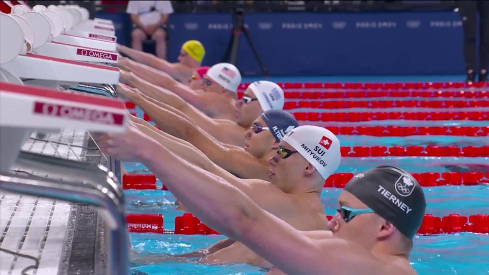 100m dos, séries messieurs: Roman Mityukov (SUI) manque la qualification directe pour les demies pour 1 centième