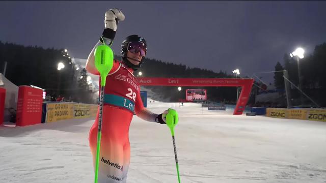 Levi (FIN), slalom messieurs, 2e manche: Tanguy Nef (SUI) 3e provisoire