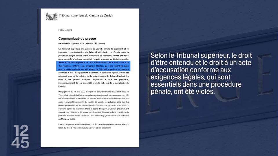 La Cour suprême du canton de Zurich casse la condamnation de Pierin Vincenz, ancien patron de la banque Raiffeisen