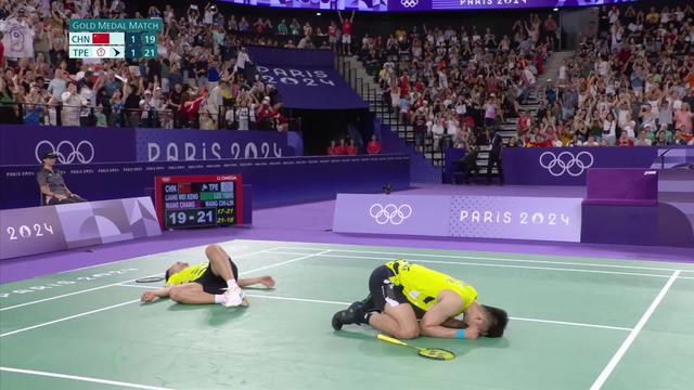 Finale, double messieurs, Liang-Wang (CHN) - Lee-Wang Chi-Lin (TPE) (17-21; 21-18; 19-21): les Taiwanais conservent leur titre olympique