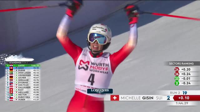 Are (SWE), slalom dames, 2e manche: deuxième podium de la saison pour Michelle Gisin (SUI)