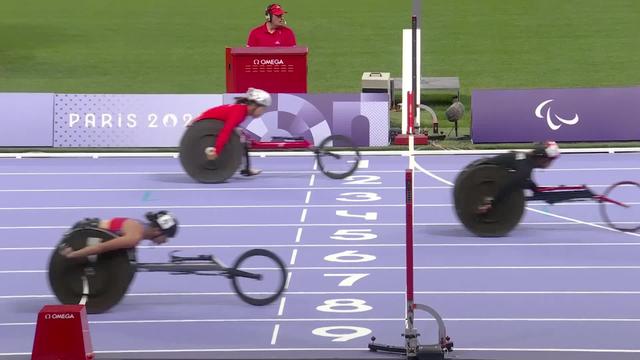 Paralympiques, athlétisme, finale 100m T54 dames: Alexandra Helbling (SUI) termine 7e, Lea Bayekula (BEL) sacrée