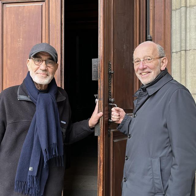 Le rabbin François Garaï, à droite, avec son ami musulman Hafid Ouardiri [RTSreligion - Gabrielle Desarzens.]