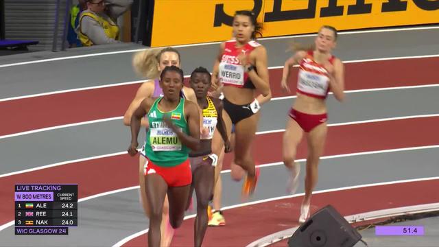 Glasgow (GBR), 1-2 finales 800m dames: Audrey Werro (SUI) ne verra pas la finale (2:00:16)