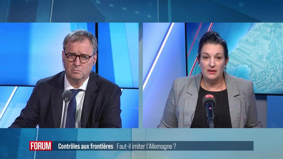 Frontières: la Suisse doit-elle s’inspirer de l’Allemagne? Débat entre Cyril Aellen et Delphine Klopfenstein-Broggini (vidéo)