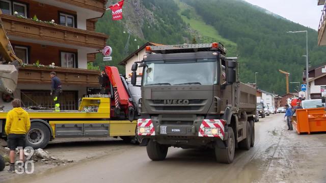 L'armée est arrivée en renfort à Saas-Grund dans le Haut-Valais, frappé le weekend passé par une lave torrentielle