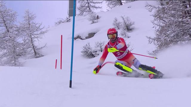 Val d'Isère (FRA), slalom messieurs, 2e manche: Loïc Meillard (SUI) termine à la 3ème place au terme de la 2e manche