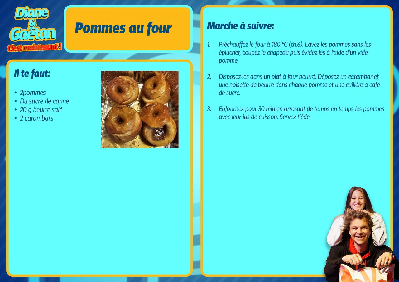 Les pommes au four. [Cactus produvtions / RTS]