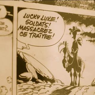 Des planches originales de la BD Lucky Luke, dessinées par Morris, sont exposées jusqu’à jeudi à Genève. Elles seront vendues le mois prochain aux enchères à Paris