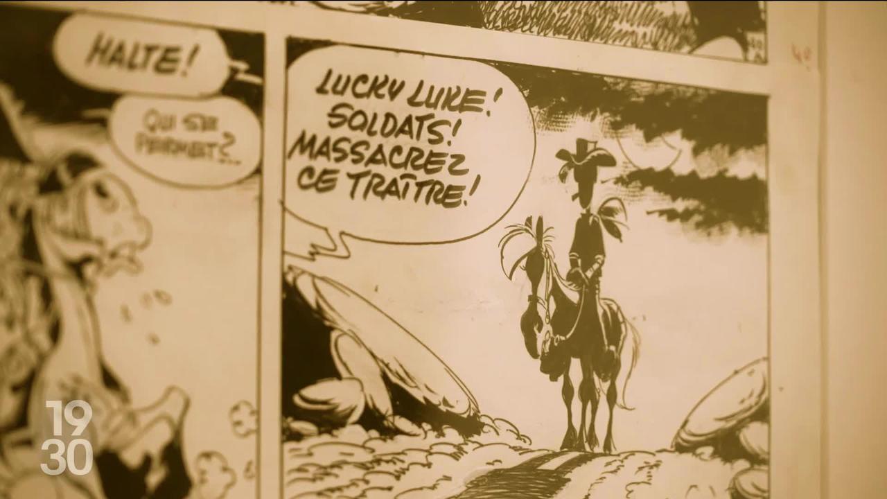 Des planches originales de la BD Lucky Luke, dessinées par Morris, sont exposées jusqu’à jeudi à Genève. Elles seront vendues le mois prochain aux enchères à Paris