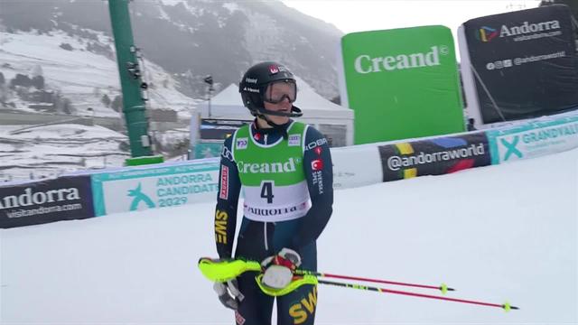 Soldeu (AND), slalom dames, 1re manche: Anna Swenn-Larsson (SWE) s'empare du comandement