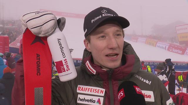 Adelboden (SUI), slalom messieurs 2e manche: l'interview de Tanguy Nef (SUI)