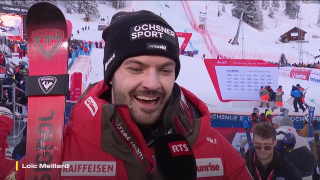 Loïc Meillard se dit heureux mais légèrement déçu après sa 2e place à Adelboden (SUI)