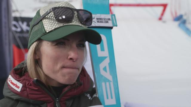 Lara Gut-Behrami (SUI) à l'interview, après le Super-G de Cortina d'Ampezzo (ITA)