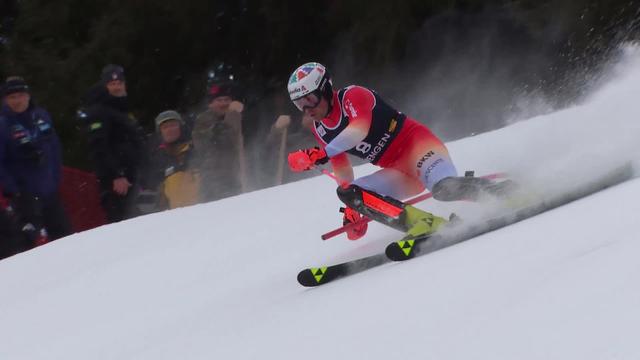 Wengen (SUI), slalom messieurs, 1re manche: Daniel Yule (SUI) réalise une solide 1re manche