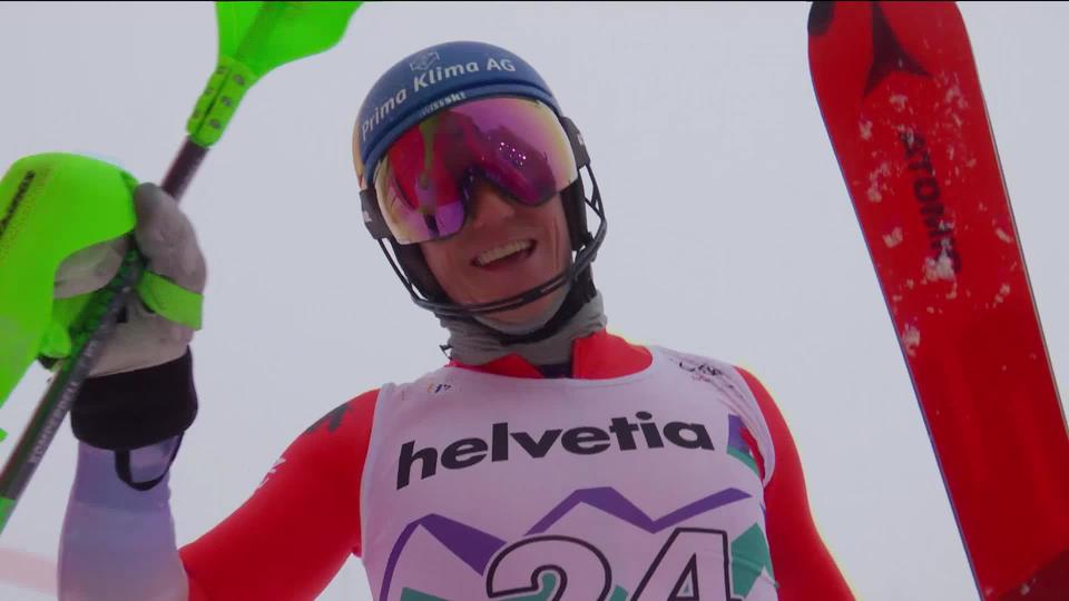 Adelboden (SUI), slalom messieurs 2e manche: Tanguy Nef (SUI) accroche la 8e place