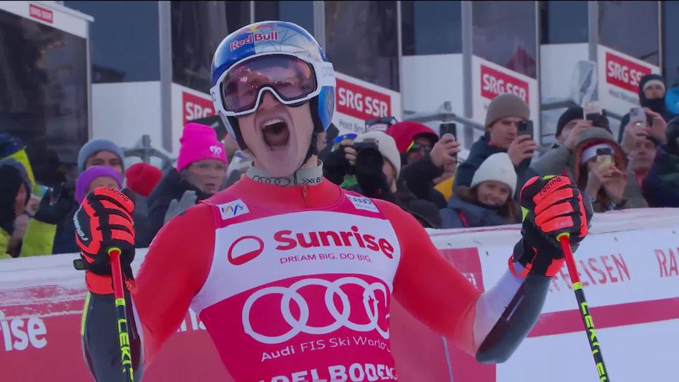 Adelboden (SUI), slalom Géant messieurs, 2e manche: Marco Odermatt (SUI), en démonstration, surclasse ses concurrents et remporte la course