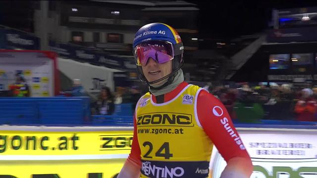 Madonna di Campiglio (ITA), slalom messieurs, 2e manche: Nef (SUI) trop conservateur sur le deuxième tracé