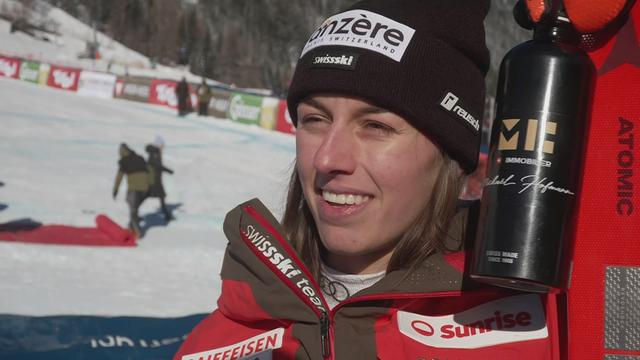 St. Anton (AUT), descente dames: Malorie Blanc (SUI) à l'interview