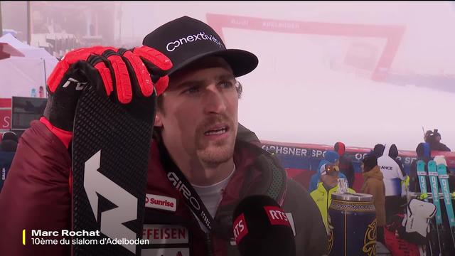 Ski Alpin - Adelboden (SUI), slalom Géant messieurs : Marc Rochat au micro de la RTS après sa 10ème place