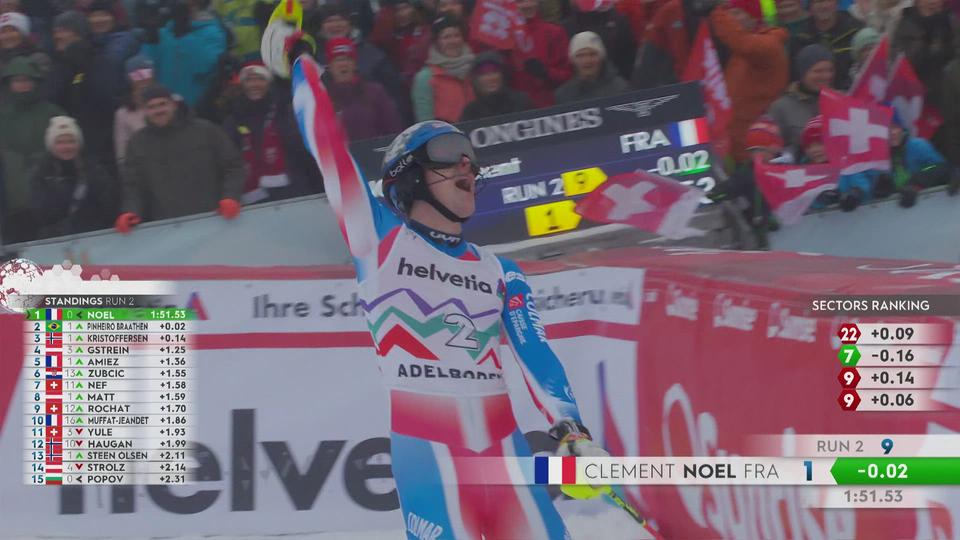 Le résumé - Slalom messieurs, Adelboden: Clément Noël plus rapide que les Suisses